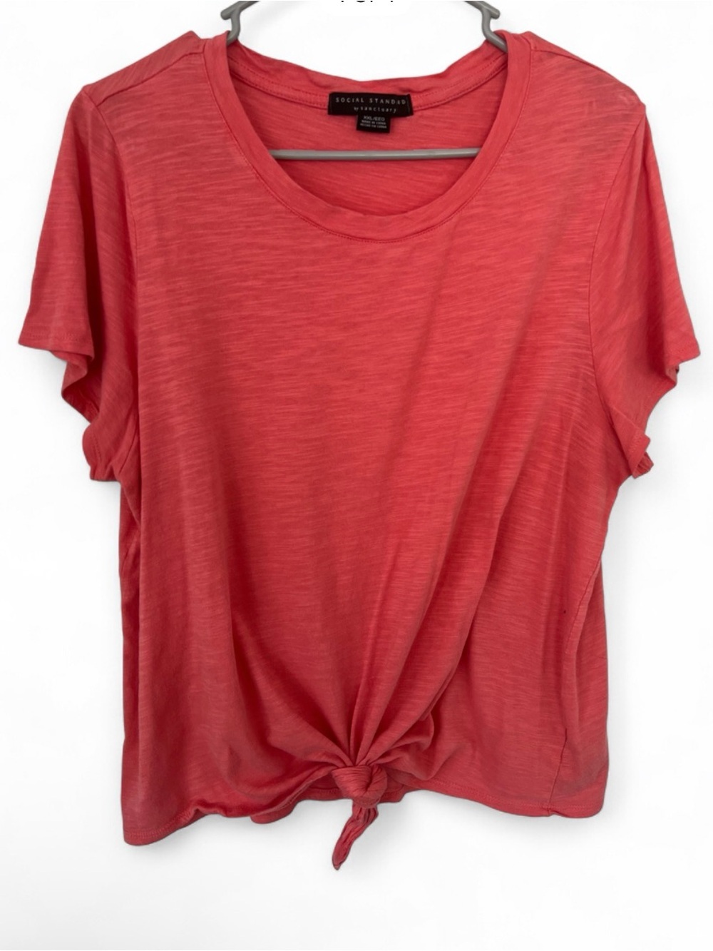 Sanctuary Coral Knot-Front Short Sleeve Tee